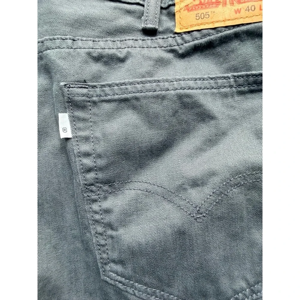 Levis 505 Regular Fit Straight Leg Grey Pants Mens 40x32 Charcoal Twill Chino